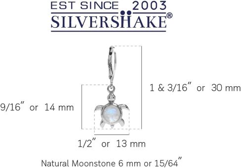 Silvershake Cabochon Gemstone White Gold Plated 925 Sterling Silver Stylish Turtle Dangle Leverback Earrings Jewelry in Saudi Arabia