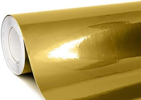 VVIVIDY LIPIDED METALLIC GOLD GOLD VINYL WROF 1 قدم × 5 أقدام من ورقة صائق DIY للادة اللاصقة in Kuwait