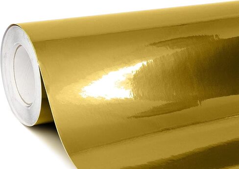 VVIVIDY LIPIDED METALLIC GOLD GOLD VINYL WROF 1 قدم × 5 أقدام من ورقة صائق DIY للادة اللاصقة in Kuwait
