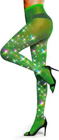 LUCKELF Ultra Sparkly Fishnet Tights Plus Size Rhinestone Stockings For Women Carnival Party Concert Outfit in Saudi Arabia
