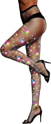 LUCKELF Ultra Sparkly Fishnet Tights Plus Size Rhinestone Stockings For Women Carnival Party Concert Outfit in Saudi Arabia