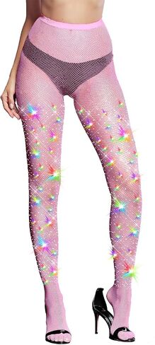 LUCKELF Ultra Sparkly Fishnet Tights Plus Size Rhinestone Stockings For Women Carnival Party Concert Outfit in Saudi Arabia