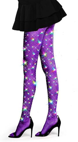 LUCKELF Ultra Sparkly Fishnet Tights Plus Size Rhinestone Stockings For Women Carnival Party Concert Outfit in Saudi Arabia
