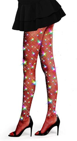 LUCKELF Ultra Sparkly Fishnet Tights Plus Size Rhinestone Stockings For Women Carnival Party Concert Outfit in Saudi Arabia