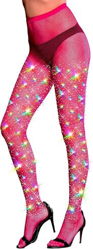 LUCKELF Ultra Sparkly Fishnet Tights Plus Size Rhinestone Stockings For Women Carnival Party Concert Outfit in Saudi Arabia