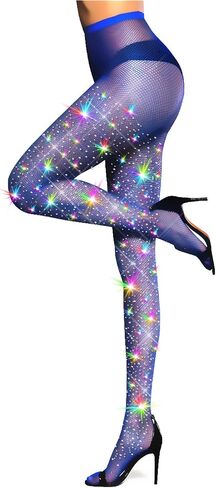 LUCKELF Ultra Sparkly Fishnet Tights Plus Size Rhinestone Stockings For Women Carnival Party Concert Outfit in Saudi Arabia