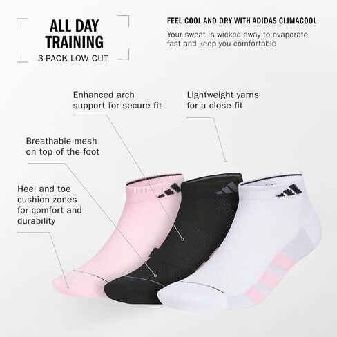 adidas Men's All Day Training Low Cut Socks Engineered for Sport Performance with Targeted Cushioning for Running (3-Pair) in Saudi Arabia