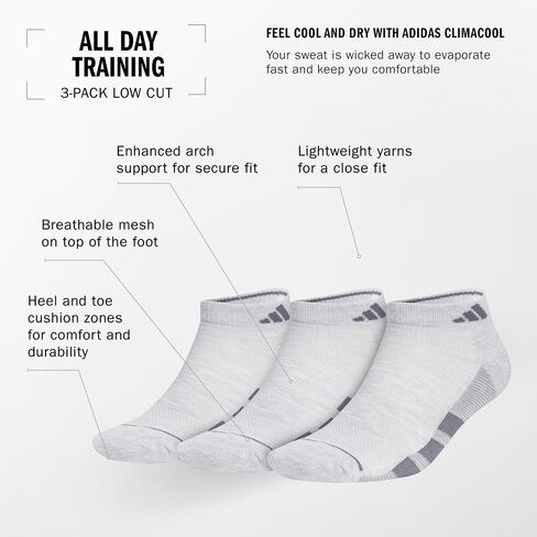 adidas Men's All Day Training Low Cut Socks Engineered for Sport Performance with Targeted Cushioning for Running (3-Pair) in Saudi Arabia