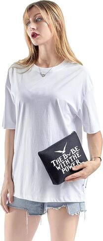 TSOTMO Movie Merchandise Gift THE BABE WITH THE POWER Inspired By Movie Cosmetic Bag For Fans Galentine's Gift Feminist Gift Makeup Bag (Power BLK) in Kuwait