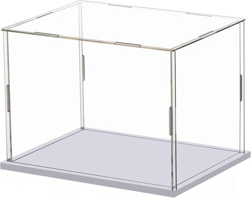 Clear Acrylic Display Case, Assemble Cube Display Box Stand with PVC Material White Base, Dustproof Protection Showcase for Collectibles Memorabilia Figurines (8*8*12inch;20*20*H30cm) in Kuwait