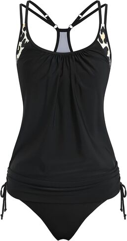 ZAFUL Two Piece Tankini Swimsuit for Women High Waisted Tummy Control Bathing Suit Double Up Tankini Set in Saudi Arabia