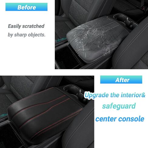 Center Console Armrest Cover Compatible with 2024-2025 Chevy Traverse/2024-2025 GMC Acadia/2025 Buick Enclave Interior Accessories, Leather Middle Console Lid Pad Protector （Red Lines） in Saudi Arabia