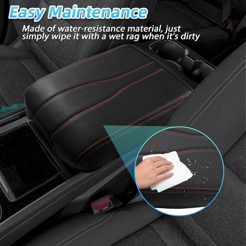 Center Console Armrest Cover Compatible with 2024-2025 Chevy Traverse/2024-2025 GMC Acadia/2025 Buick Enclave Interior Accessories, Leather Middle Console Lid Pad Protector （Red Lines） in Saudi Arabia