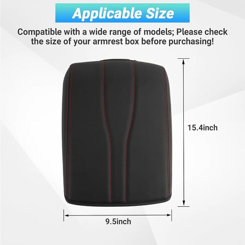 Center Console Armrest Cover Compatible with 2024-2025 Chevy Traverse/2024-2025 GMC Acadia/2025 Buick Enclave Interior Accessories, Leather Middle Console Lid Pad Protector （Red Lines） in Saudi Arabia