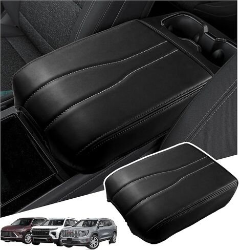 Center Console Armrest Cover Compatible with 2024-2025 Chevy Traverse/2024-2025 GMC Acadia/2025 Buick Enclave Interior Accessories, Leather Middle Console Lid Pad Protector （Red Lines） in Saudi Arabia
