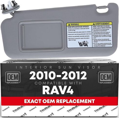 استبدال Sun Visor ، جانب السائق الأيسر - متوافق مع 2010-2012 Toyota RAV4 - Automotive Sun Protection Revor ، الظل الداخلي للمركبة - رمادي ، مع المرآة - OEM 74320-42502 -B2 in Kuwait