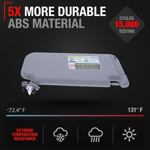 استبدال Sun Visor ، جانب السائق الأيسر - متوافق مع 2010-2012 Toyota RAV4 - Automotive Sun Protection Revor ، الظل الداخلي للمركبة - رمادي ، مع المرآة - OEM 74320-42502 -B2 in Kuwait