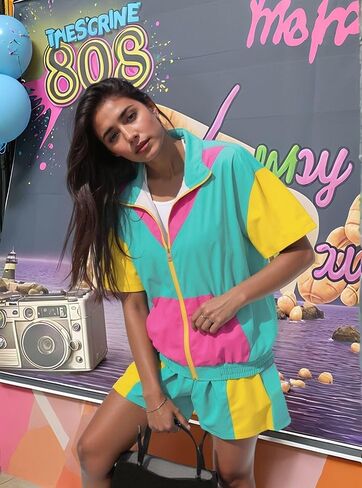 UOUA Women's 80s Color Block Outfits 2 Piece Tracksuit 90s Party Costume Summer Zip Up Windbreaker & Short Sets in Saudi Arabia