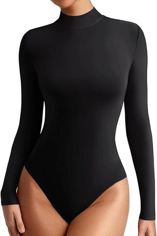 UNTYHOTS Mock Turtle Neck Long Sleeve Bodysuits for Women Shirts Tops in Saudi Arabia