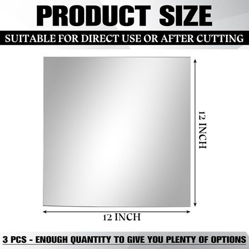 yookeer 3 pcs ثنائية الاتجاه الزجاج مرآة ، 12x12x0.04 بوصة acrylic infinity انظر من خلال ورقة المرآة للمشروع السحري ، 30 ٪ شفافة in Kuwait