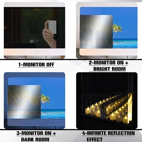 yookeer 3 pcs ثنائية الاتجاه الزجاج مرآة ، 12x12x0.04 بوصة acrylic infinity انظر من خلال ورقة المرآة للمشروع السحري ، 30 ٪ شفافة in Kuwait