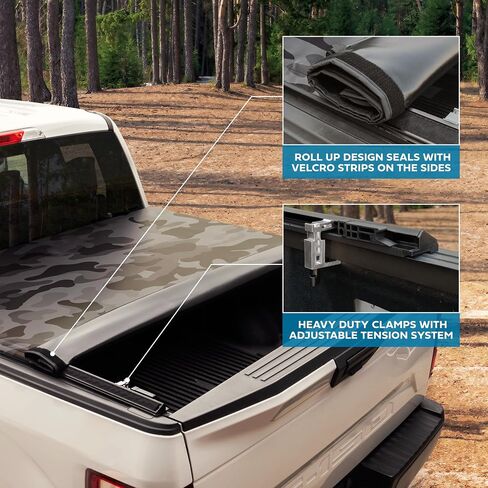 Camo Soft Roll-Up Truck Tonneau Cover for Ford F-150 2015-2025 5.5 ft Bed, All-Weather Retractable Truck Bed Cover Camo Design Folding Truck Bed Cover for F150 & F-150 Lightning Tonneau Cover in Saudi Arabia
