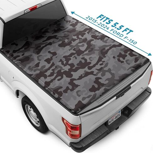 Camo Soft Roll-Up Truck Tonneau Cover for Ford F-150 2015-2025 5.5 ft Bed, All-Weather Retractable Truck Bed Cover Camo Design Folding Truck Bed Cover for F150 & F-150 Lightning Tonneau Cover in Saudi Arabia