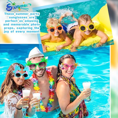 16 Pairs of Hawaiian Luau Party Sunglasses Summer Pool Tropical Beach Funny Sunglasses for Tropical Hawaii Party in Kuwait