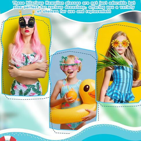 16 Pairs of Hawaiian Luau Party Sunglasses Summer Pool Tropical Beach Funny Sunglasses for Tropical Hawaii Party in Kuwait