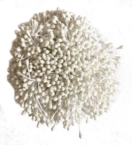 1800 Pcs 1.5mm Mini Pearl Double Heads Flower Stamen Pistil Handmade Artificial Flowers Wedding Party Home Decoration DIY Christmas Scrapbook Accessories White in Saudi Arabia