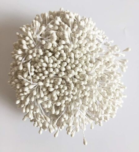 1800 Pcs 1.5mm Mini Pearl Double Heads Flower Stamen Pistil Handmade Artificial Flowers Wedding Party Home Decoration DIY Christmas Scrapbook Accessories White in Saudi Arabia