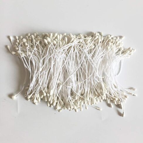 1800 Pcs 1.5mm Mini Pearl Double Heads Flower Stamen Pistil Handmade Artificial Flowers Wedding Party Home Decoration DIY Christmas Scrapbook Accessories White in Saudi Arabia