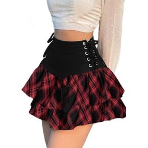 Tsmnzmu Women's Goth Mini Verts - Punk Grunge High Weist Emo Alt Mall Gothic Harajuku Lolita Varts