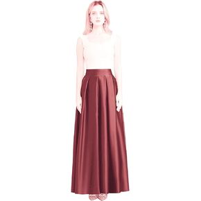 ساتان ساتان A-line للسيدات يتنورة Maxi الطول الطول الطول الطول عالية الخصر الحفلات حفلة موسيقية رسمية مع جيوب