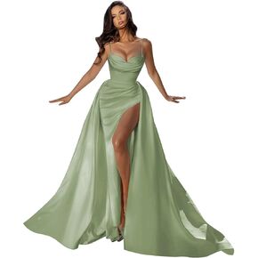 Satin Prom Dresses for Women 2025 Long Sweetheart Mermaid Ball Gown Formal Evening Dress with Slit