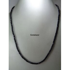 3.5-4mm Faceted Black Spinel Rondelle Beads Necklace, 21 Inches, Women's Unisex Healing Beads Necklace