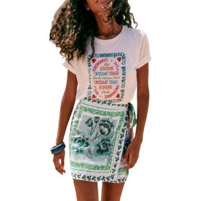 Womens Summer Wrap Mini Skirt Boho Floral Print Brinive Side High Weist A Line Nasual Beach Short Skirt