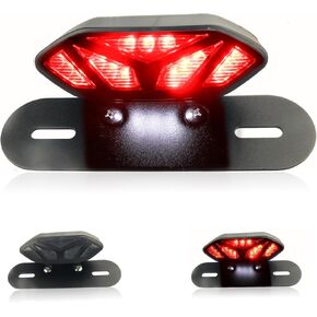 Universal Smoked Motorcycle LED Tail Lights Red Brake Taillights 12V License Plate Light Compatible with Harley Yamaha Honda Suzuki Kawasaki