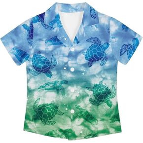 Boy Short Sleeve Button Down Shirt Novelty Hawaiian Aloha Shirts Beach Vacation Shirts