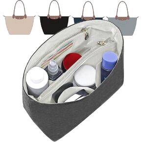 New Dupont Paper Purse Organizer Insert for Longchamp Le Pliage L Handbag Insert (Black&White, Large)