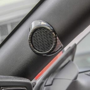 Car Interior A-pillar Audio Speaker Cover Trim Decor Frame for Ford Mustang 2015 2016 2017 (Carbon Fiber Grain)