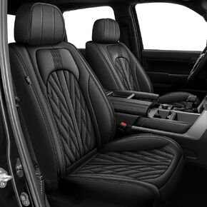 أغطية مقعد الإضاءة TTX تناسب 2019-2023 2024 شيفروليه تشيفي سيلفرادو GMC Sierra 1500 2500HD 3500HD Trail Boss Z71 Crew Double Custended Custom Leather Truck Coves مجموعة كاملة (أسود)