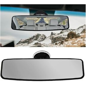 Mandark Car Rear View Mirror, Anti Glare Panoramic Vehicle Convex Rearview Mirror with Suction Cup, Wide Angle Automotive Interior Mirror to Reduce Blind Spot, Universal for Most Cars (Big+White)