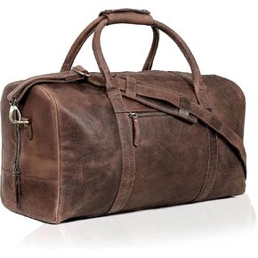 Duffle Genuine Lotus Leather Travel Luggage Bag for Men Women Gym Sports Overnight Garment Weekend Carry On Underseat Business Trip Flight Cabin Bag 22 Inch Professional Mens Unique Gift by Cureo