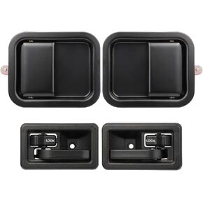 مقابض الأبواب الخارجية والداخلية متوافقة مع 1997-2002 Jeep Wrangler مع الأبواب الكاملة ، استبدل# 79540 79541 55176383AE 55176382AE 55176477AC 55176476AC
