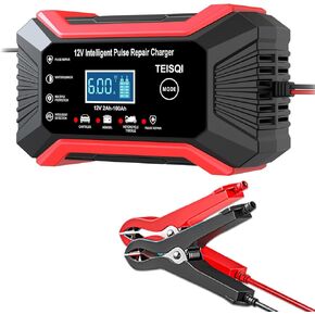 شاحن بطارية السيارة ، 12V 6A بطارية ذكية الشاحن الشاحن السيارات 12 فولت نعيش البطارية Desulfator مع تعويض درجة الحرارة لبطاريات حمض Marine Marine للدراجة النارية (الأخضر)