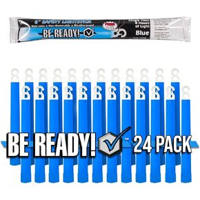 Blue Glow Sticks - Industrial Grade 8+ Hours Illumination Emergency Safety Chemical Light Glow Sticks (24 Pack)