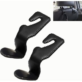 YouOKLight Purse holder for car, car purse hook, metal with leather cover purse hook for car, back car seat headrest hooks for car, car seat hook, car hooks for purses and bags, Pack of 2 Black