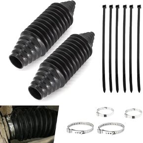 2 PCS Car Steering Gear Ball Cage Dust Cover, High Temperature Resistant Leak-proof Sealing Protecor, Disassembly Free Cutable Tool with Cable Ties and Clamps, Universal for Cars (Black)