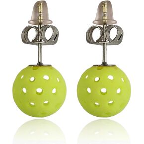 Pickleball Earrings, Pickleball Accessory, Yellow Mini Ball Earring, Stud & Dangle